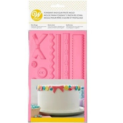 MOLDE SILICON DISEÑO DE TELA FONDANT WILTON