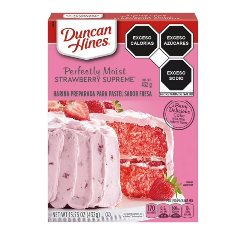 HARINA DUNCAN HINES PASTEL FRESA 432 GR