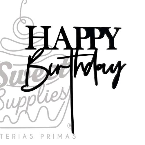 CAKE TOPPER HAPPY BIRTHDAY #4 MDF
