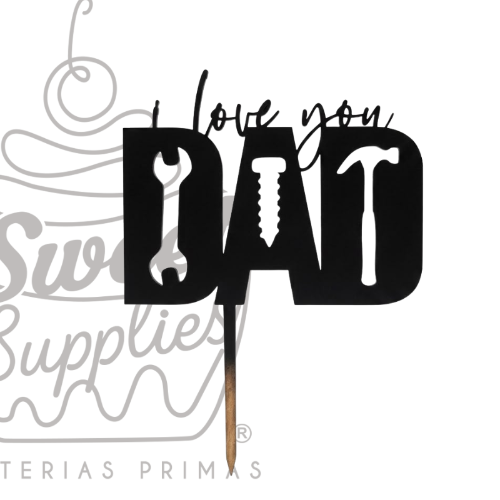 CAKE TOPPER DIA DEL PADRE #3 MDF NEGRO