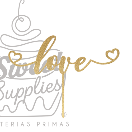 CAKE TOPPER VALENTINES #1 MDF DORADO