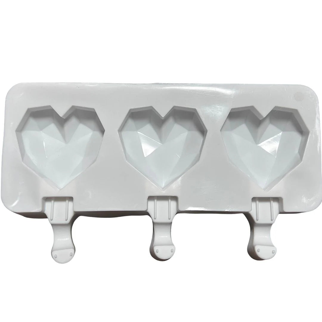MOLDE SILICON 3 CORAZONES GEOMETRICO