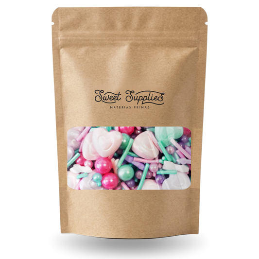 CORAZON AZULES Y ROSADO SPRINKLES