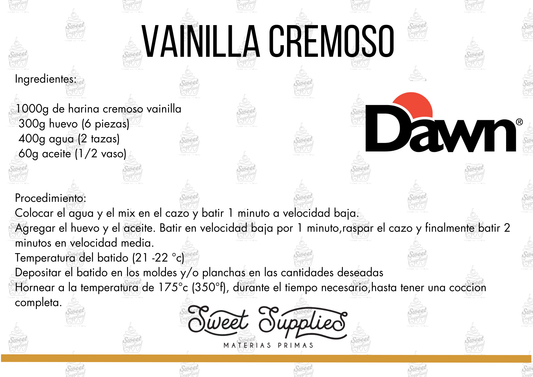RECETA DAWN VAINILLA CREMOSO