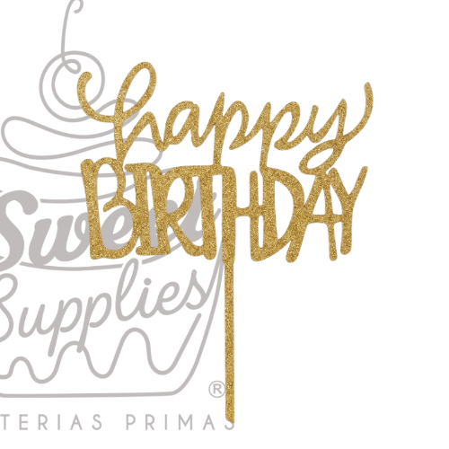 CAKE TOPPER HAPPY BIRTHDAY #3 MDF