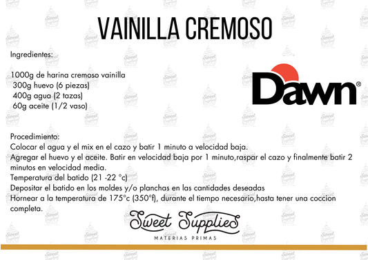 RECETA DAWN CREMOSO VAINILLA